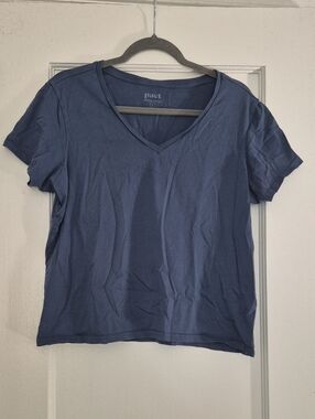 Pact Organic Softspun Essential V-Neck Tee In Blue